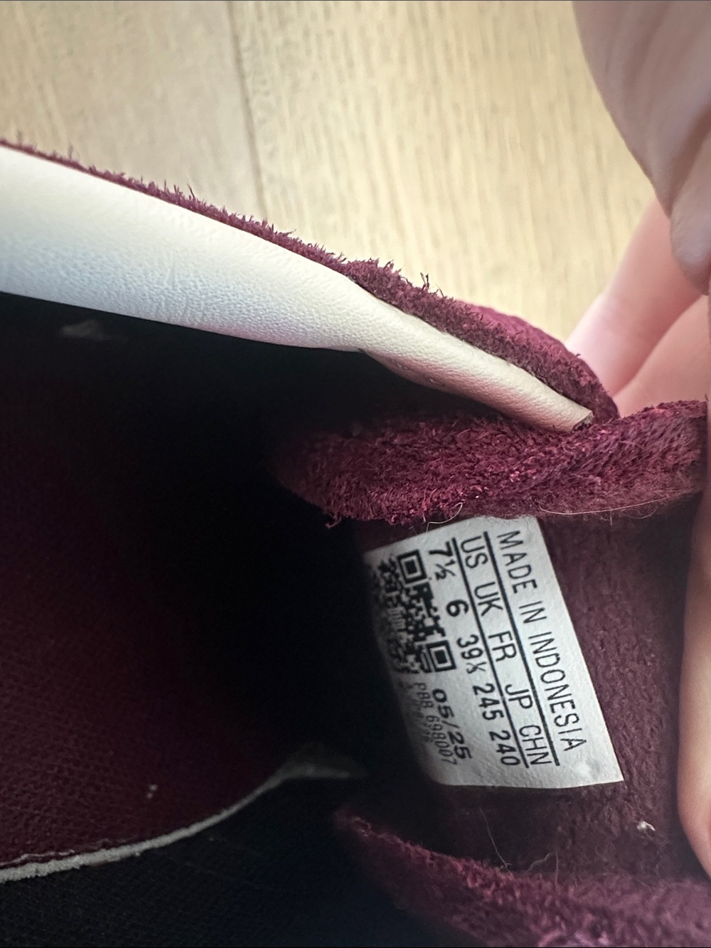 adidas Spezial Burgundy Suede Sneakers with White Stripes and Gum Sole - Picture 5 of 7